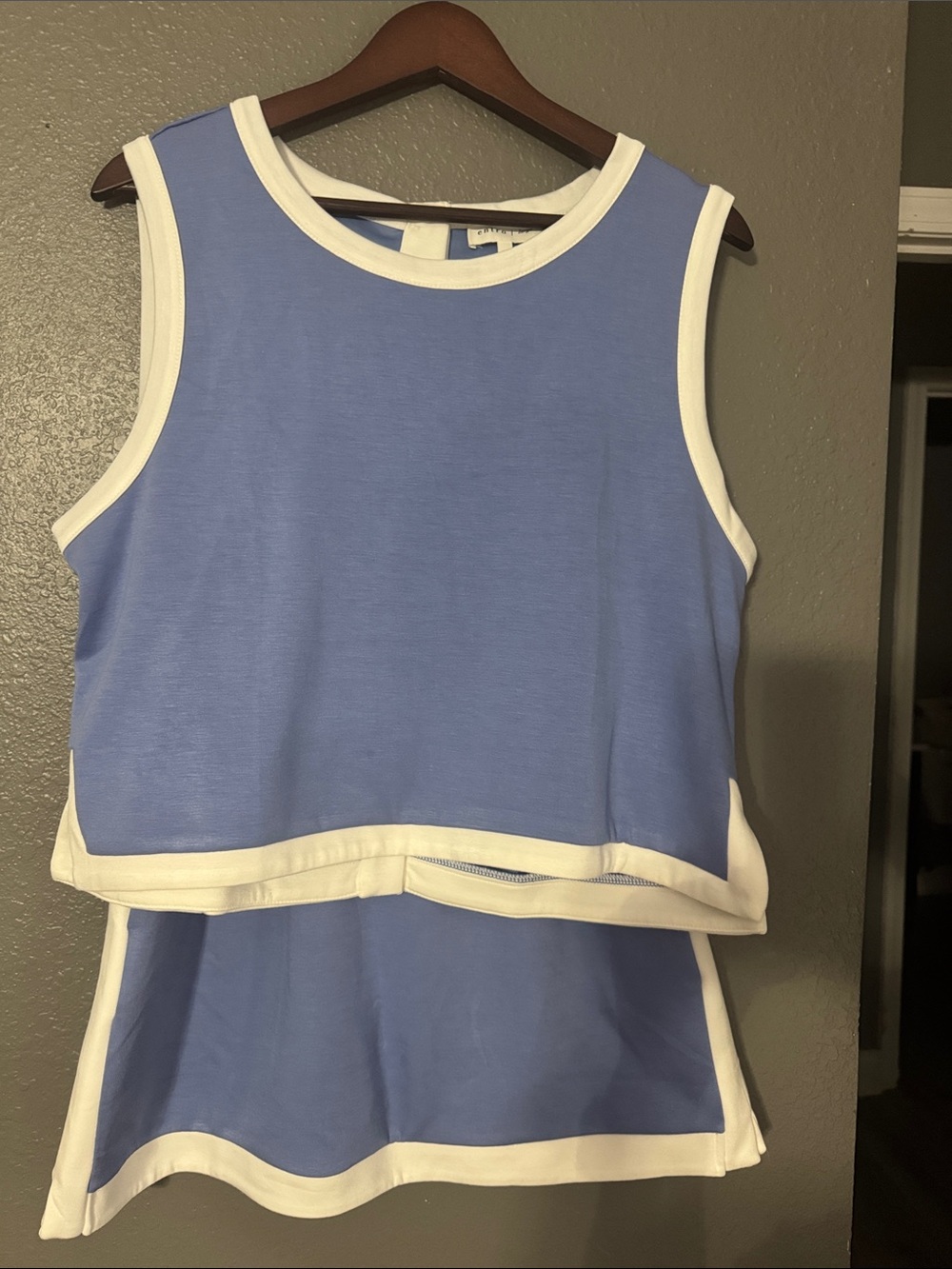 entro Blue Tank Top with White Trim and skort set
